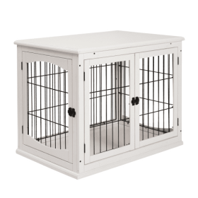 Small Kennel End Table With Two Open Sides And Lockable Door