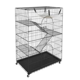 VEVOR Catio, 4-Tier Large Cat Cages Indoor, Detachable Metal Playpen Enclosure with 360Â° Rotating Casters, with 3 Ladders and a Hammock for 1-3 Cats