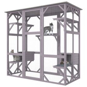 VEVOR Cat House Outdoor, 7-Tier Large Catio, Cat Enclosure with 5 Platforms, 2 Resting Boxes & Large Front Door, 71.2 x 34.6 x 66.5 inch