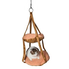 Pet Life Kittyhaus Dual-Lounger Kitty Cat Pillow Hammock Lounge (Color: Brown)