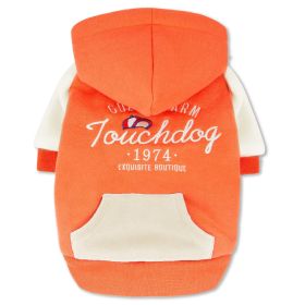 Touchdog 'Heritage' Soft-Cotton Fashion Dog Hoodie (Color: Orange, size: X-Large)